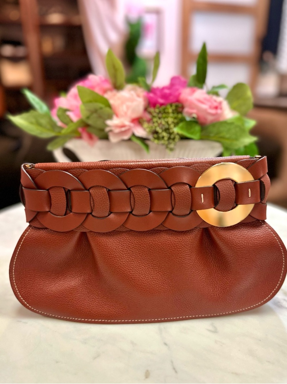 Brown Leather Chloe clutch 100% authentic